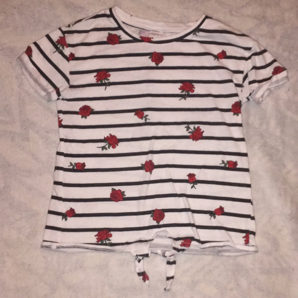 Striped rose T-shirt